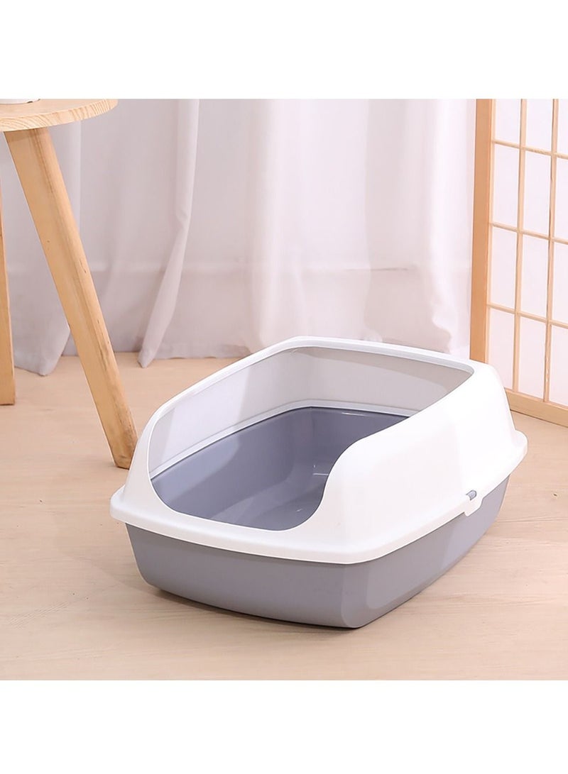 Cat Litter Box Cat Litter Box Deodoriser Anti-splash Kitten Kitten Litter Box Semi-open Litter Box Grey