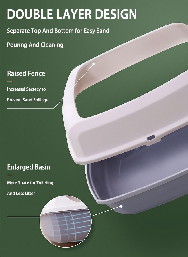 Cat Litter Box Cat Litter Box Deodoriser Anti-splash Kitten Kitten Litter Box Semi-open Litter Box Grey