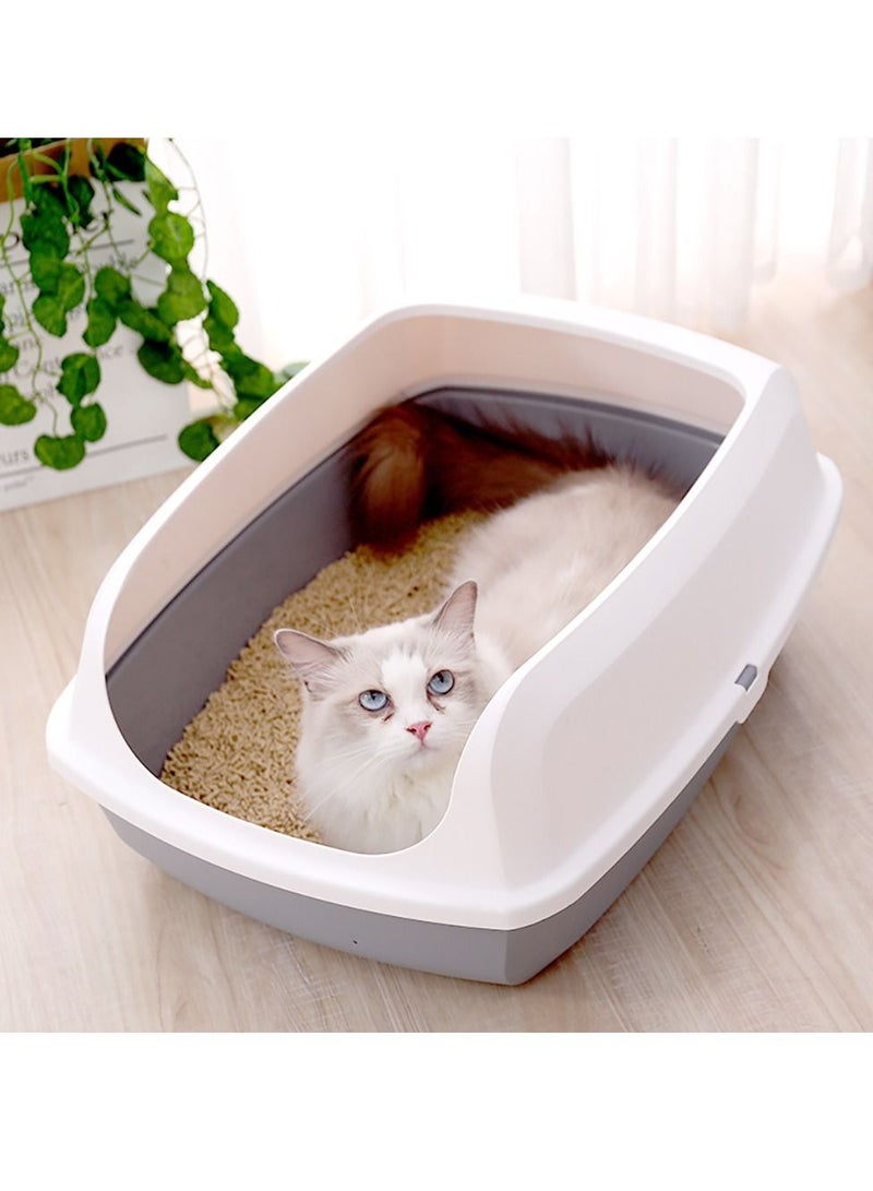 Cat Litter Box Cat Litter Box Deodoriser Anti-splash Kitten Kitten Litter Box Semi-open Litter Box Grey