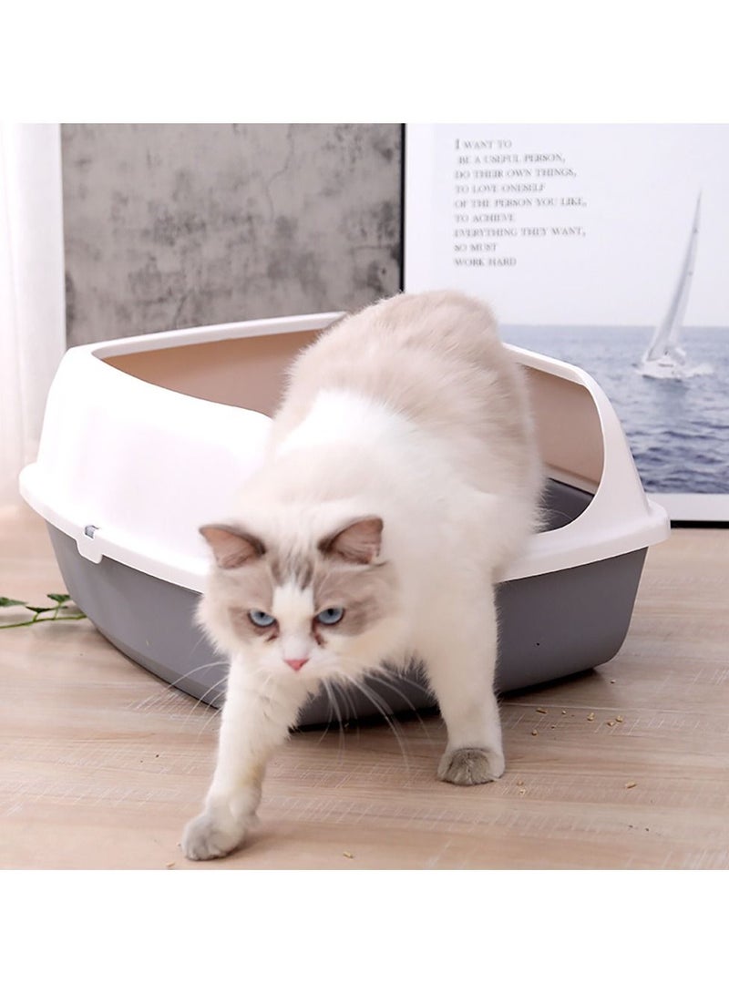 Cat Litter Box Cat Litter Box Deodoriser Anti-splash Kitten Kitten Litter Box Semi-open Litter Box Grey
