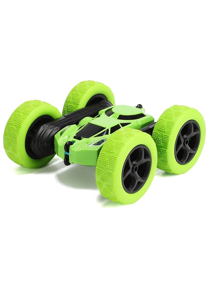 360° Rotating Remote Control Car for Kids - Double Sided 4WD RC Stunt Car with Headlights, 2.4GHz Off-Road Electric Race Toy, Rechargeable Stunt Drifting Car (Green) for Ages 3+