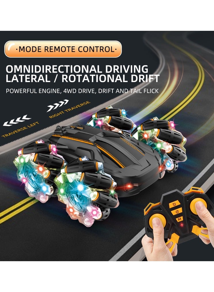 Lightning Remote Control Car, Cool Light, Double Sided Drift, Wall Climbing, Dual-Mode & Watch Control, 4x4 Off-Road Tail Flick RC Stunt Vehicle, High Speed, 360° Rotating & Flipping, Off-Road Electric Race Toy, Rechargeable Drifting Car for Kids Ages 6+