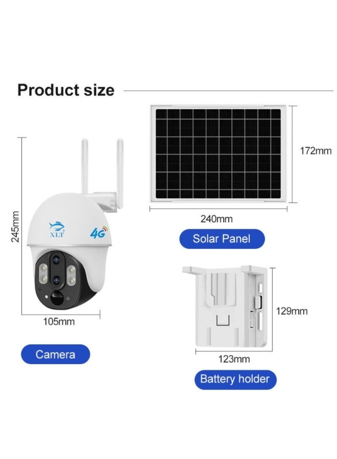 XLT  4G Sim Card Solar Camera PTZ 360°View Solar Powered Outdoor Security Camera with Night Vision, AI Human Detection, Two Way Audio, IP66 Works with Apps