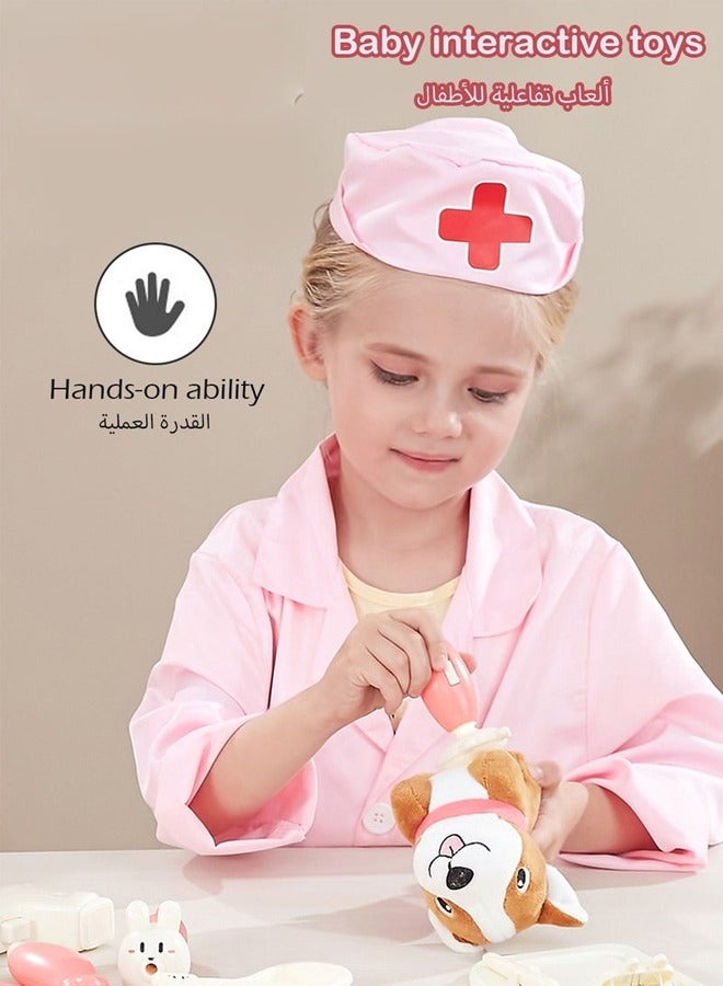 Children's Doctor Pretend Play with Nurse Uniform,Thermometer,Infusion set,Syringes,Medical Role Play,Doctor Playset Play House Toy for Boys Girls