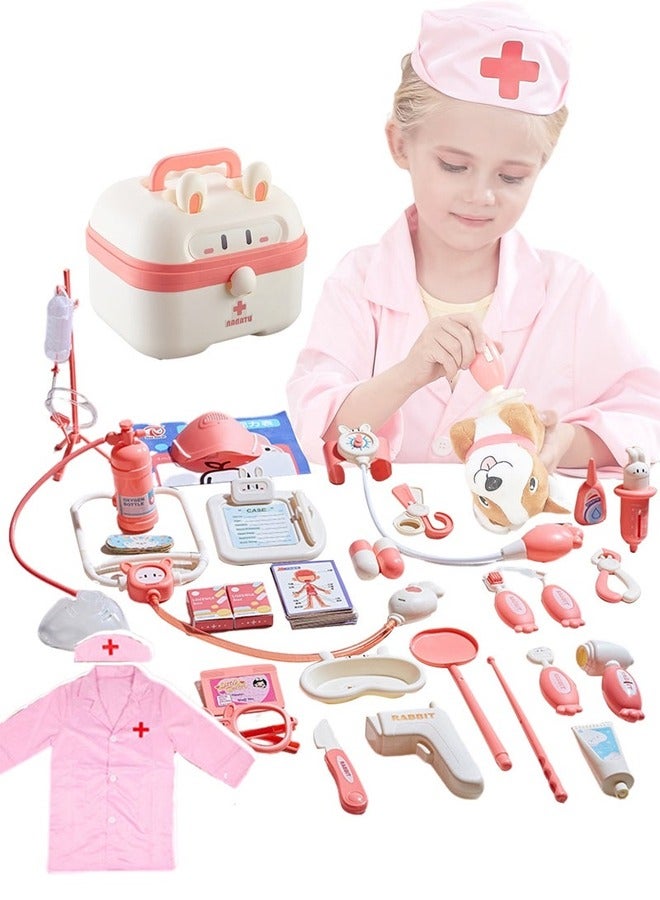 Children's Doctor Pretend Play with Nurse Uniform,Thermometer,Infusion set,Syringes,Medical Role Play,Doctor Playset Play House Toy for Boys Girls