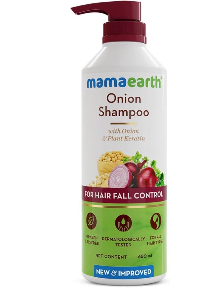 Mamaearth Onion Shampoo for Hair Fall Control & Hair Growth with Onion & Plant Keratin - 650 ml