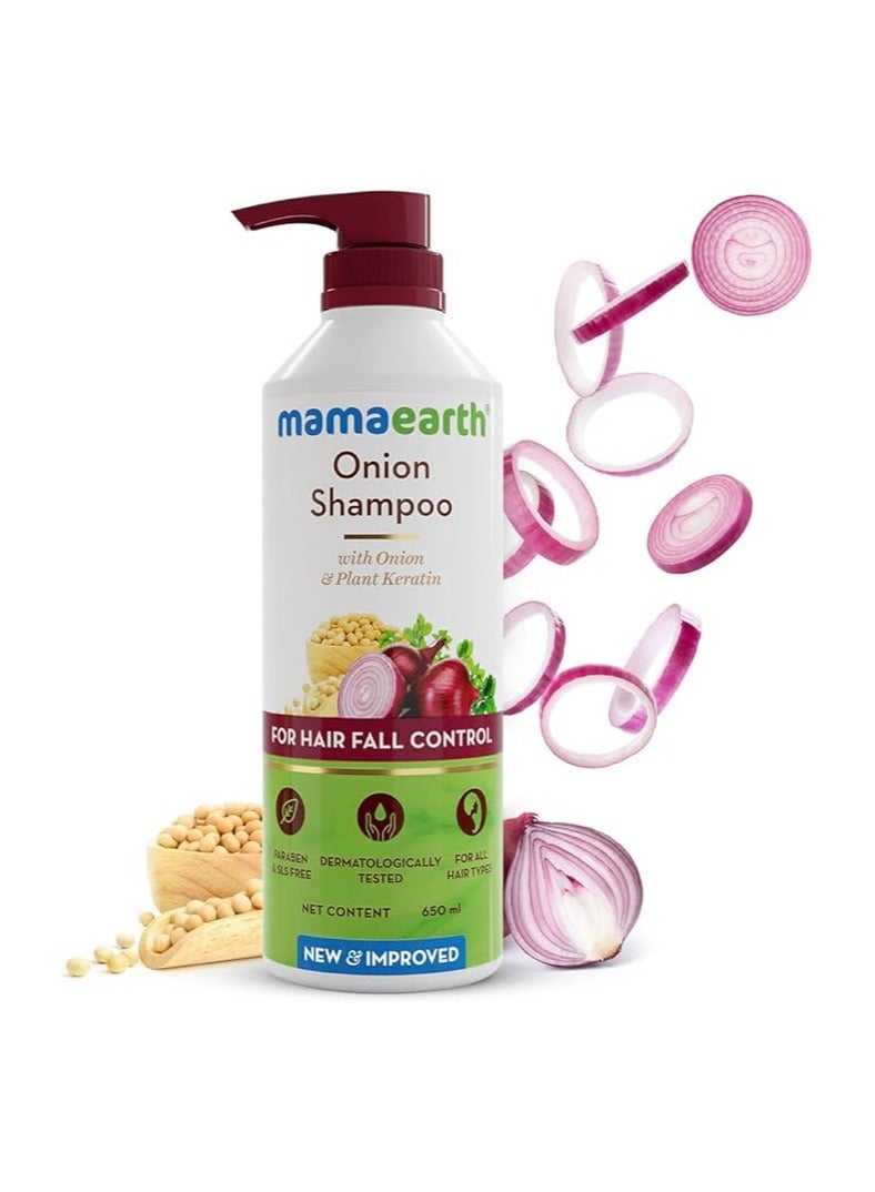 Mamaearth Onion Shampoo for Hair Fall Control & Hair Growth with Onion & Plant Keratin - 650 ml