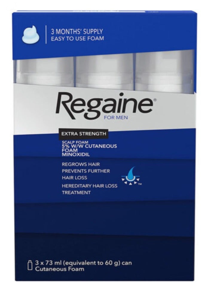 3-Piece Minoxidil Hair Regrowth Treatment Foam Set 3x73ml