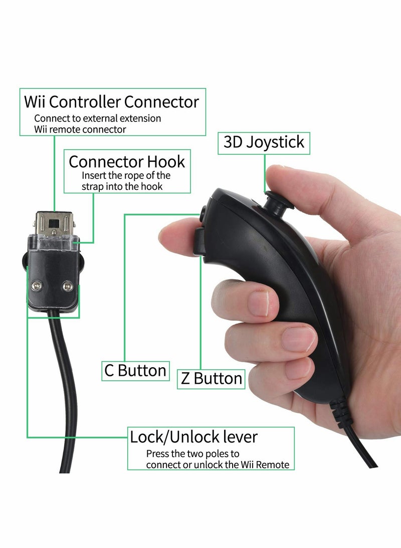 Wii and Wii U Controller Set: NC Remote Controller with Nunchuk Replacement, Includes Silicone Case and Wrist Strap for Enhanced Gaming Experience.