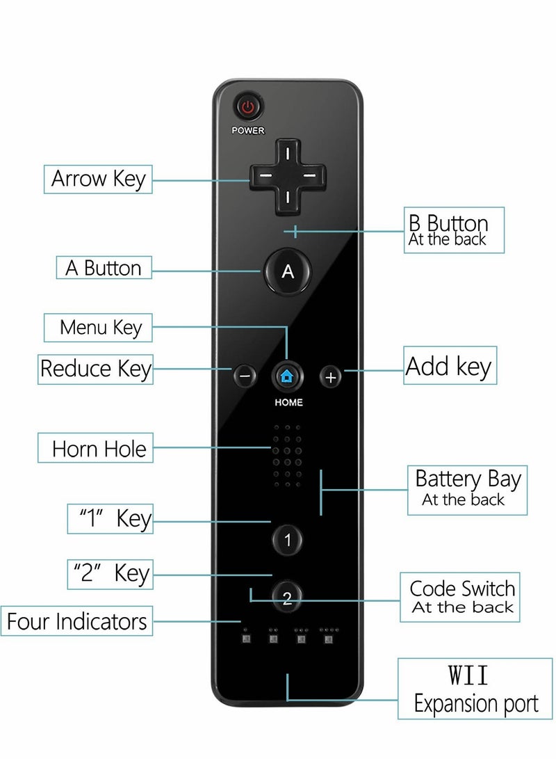 Wii and Wii U Controller Set: NC Remote Controller with Nunchuk Replacement, Includes Silicone Case and Wrist Strap for Enhanced Gaming Experience.