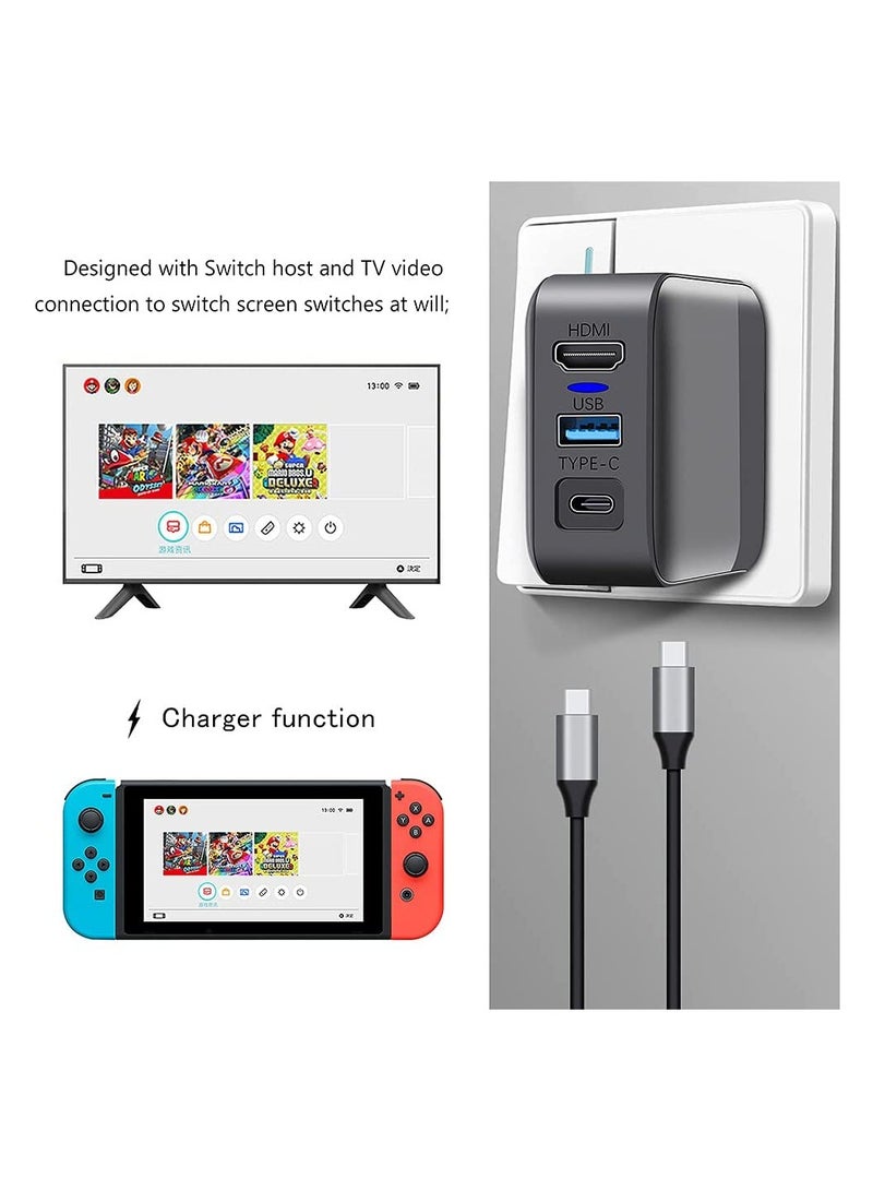 Adapter Charger for Switch for Switch Dock Charger Adapter 4K HDMI TV Adapter for Nintendo Switch AC Adapter and TV Dock Functions 2in 1 Fast Charging and Portable