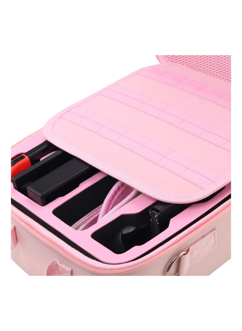 Cute Pink Cat Hard Shell Case for Nintendo Switch - Deluxe Storage Shoulder Bag for Console, Dock, Pro Controller, Joy-Con Grip, Pokeball Plus & Accessories.