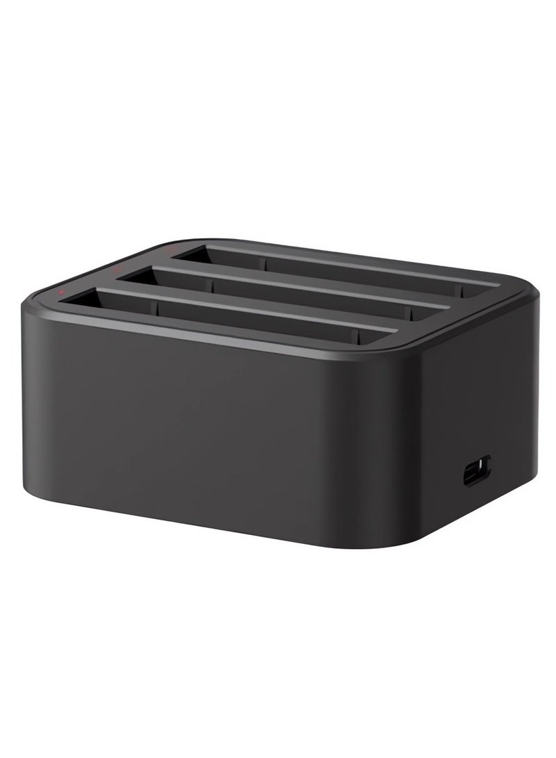 3-Channel Fast Battery Charger Hub for Insta360 One/X2/X3 Cameras, Includes USB Type-C Charging Cable and Accessories for Efficient Power Management.