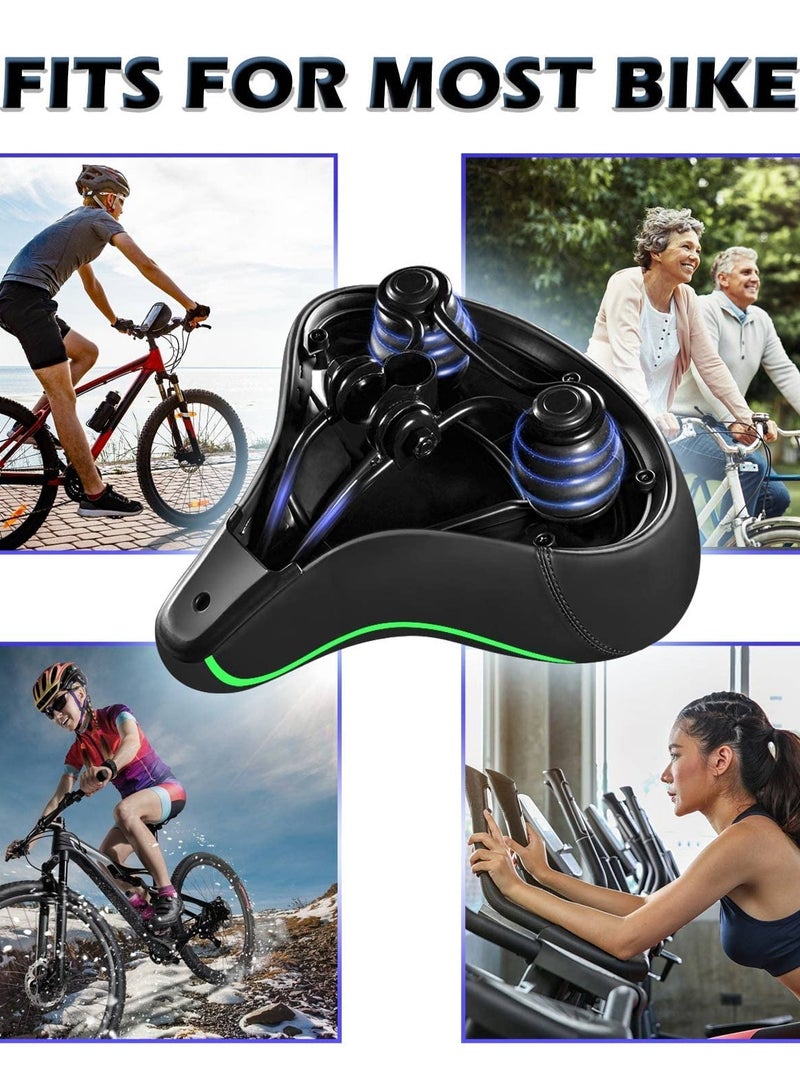 Comfortable Oversized Bicycle Seat with Extra Thick Dual Shock Ball Memory Foam, Wide Saddle for Unisex Sport or Road Bikes, Easy Installation with Included Tool.