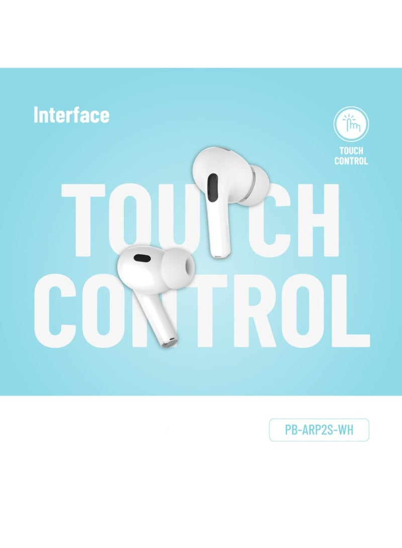 Blue Earbuds Pro2 Touch Display - ANC + ENC_White