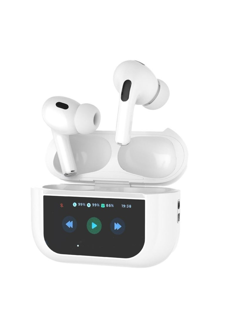 Blue Earbuds Pro2 Touch Display - ANC + ENC_White