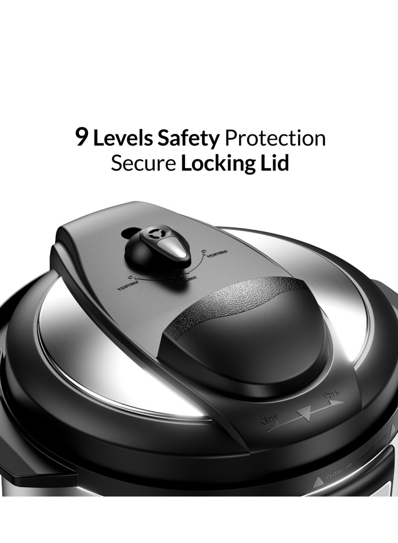 Feller Germany 1000W 6L Electric Pressure Cooker, 12-in-1 Multicooker, Dupont 2X Non-Stick Detachable Pot, 9 Safety Levels, Delay Timer, Steamer, PC165, (Platinum)