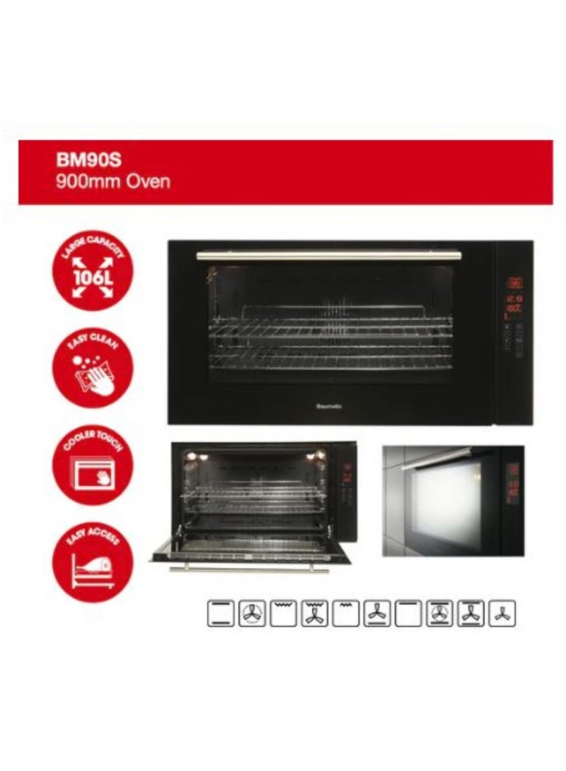 Baumatic BM90S 90cm 10 Multifunction Black Glass Function Touch Control Oven