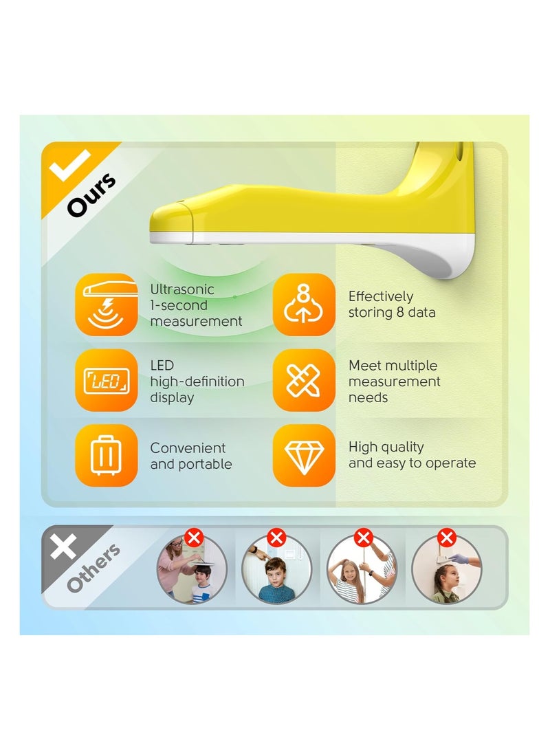 Portable Cordless Ultrasound Stadiometer for Height Measurement, 30cm-220cm (11.8in-86.6in) with Temperature Display, Ideal for Children and Adults, Precision Room Decor.
