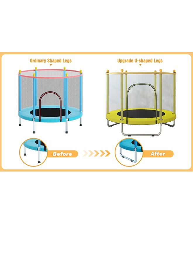 Indoor outdoor 140cm trampoline for kids, toddler trampoline with safety enclosure net, mini baby trampoline with basketball hoop, trampoline jumping mat birthday gifts for children boy girl