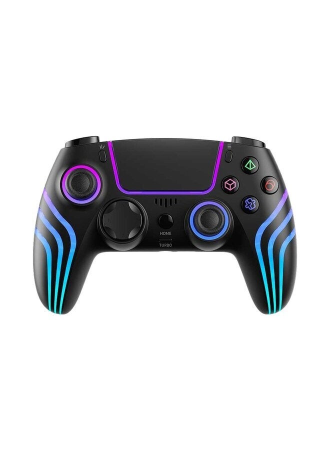 Gaming PS4 Wireless Controller, 6-Axis Gyro, Ergonomic Design, 1000mAh Battery, 8hrs RGB On, 20hrs RGB Off, Type-C Charging, Black