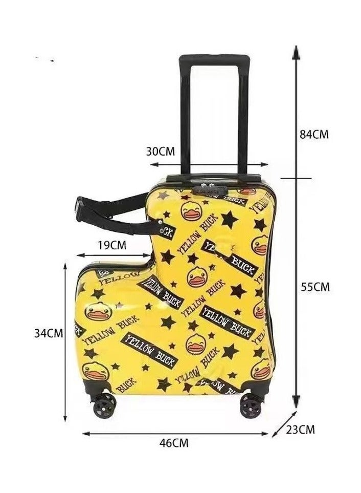 Cute Unisex Kids Ride on Suitcase Travel Trolley Case Spinner Carry on Luggage with Wheels