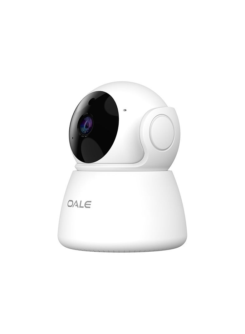 OALE iHome 01 Smart Home Security Camera White, Dual Track Audio Support, Night Vision, Motion Detect Security Camera, 360 Full View Two Way Real Time Voice Calling.