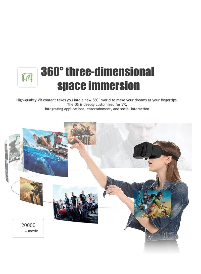 Adjustable VR Headset 3D Glasses for Movies & Games, Comfortable Goggles Compatible with iOS & Android, Fits Devices Up to 7.2 Inch