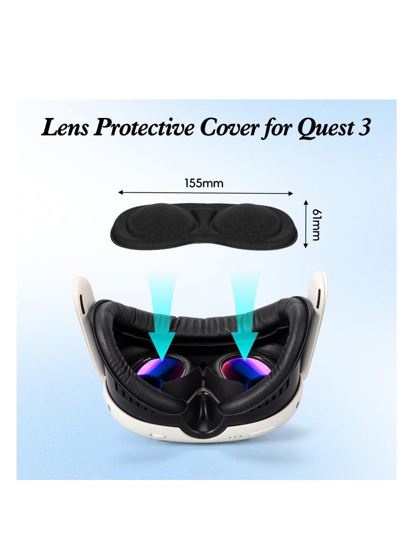 VR Facial Interface Bracket & PU Leather Foam Face Cover Compatible with Meta Quest 3, Sweat-Proof Replacement Meta Quest 3 VR Headset Accessories Facial Pad, Ventilation Design (4-in-1 Black)