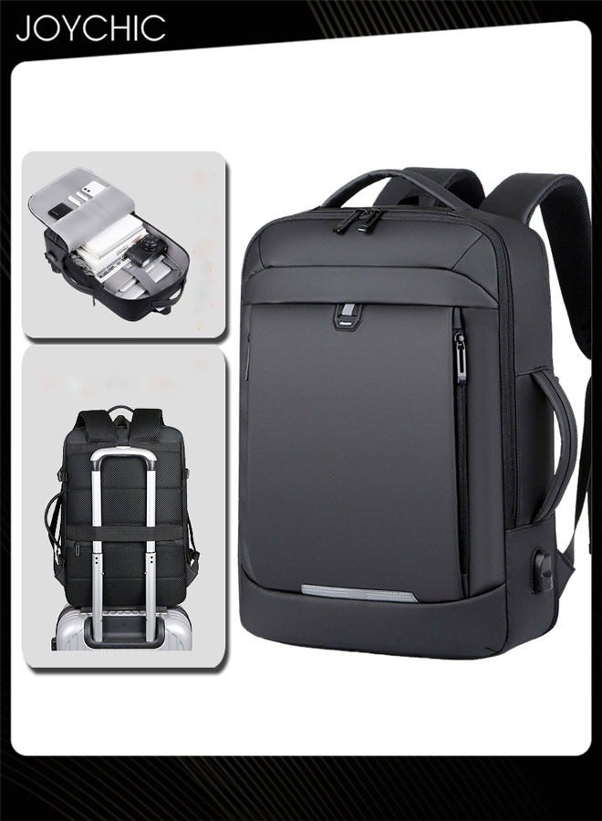 Travel Laptop Backpack Business Anti Theft Slim Durable Computer Backpack with USB Charging Port Water Resistant College School Bag for Men Fits 15.6 Inch Black