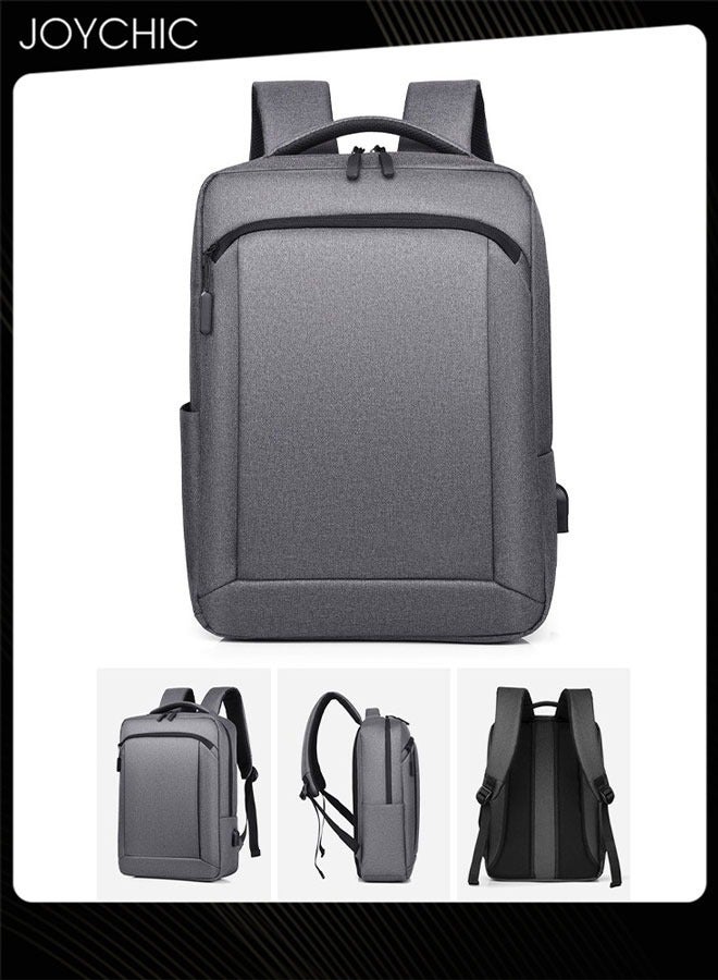 Business Travel Laptop Backpack Oxford Waterproof Anti Theft Computer Daypack Large Capacity Schoolbag with USB Charging Port for Men Work School Trips Grey