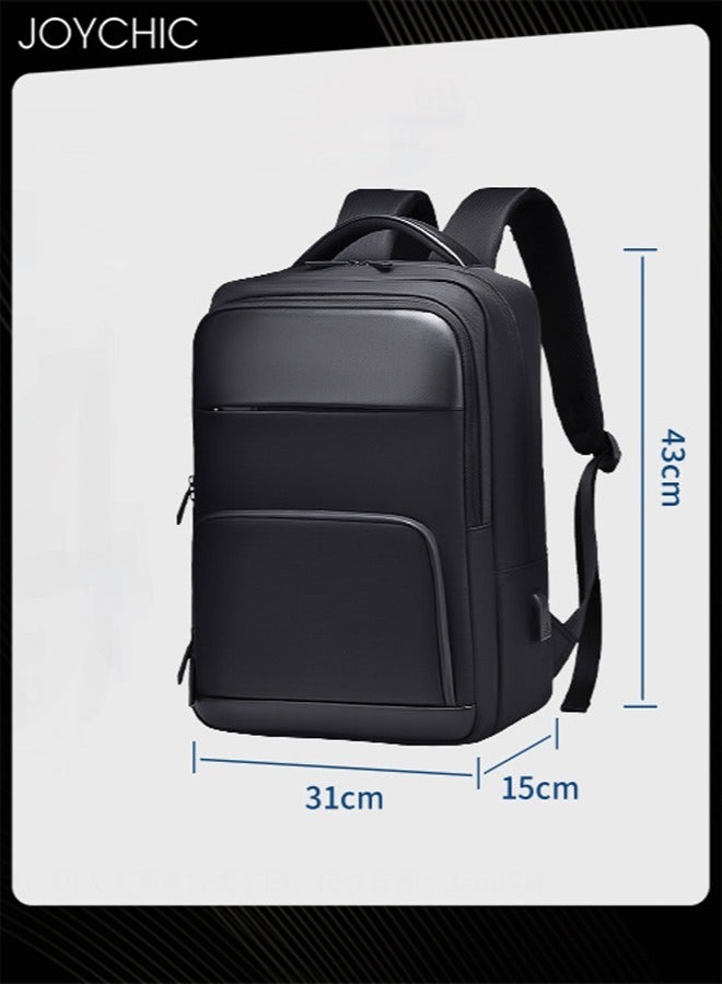 15.6 Inch Computer Business Backpacks Large Capacity Travel Daily Laptop Backpack Anti-theft Waterproof School Double Shoulder Bag with USB Charging Port for Men Women Work College Students Black