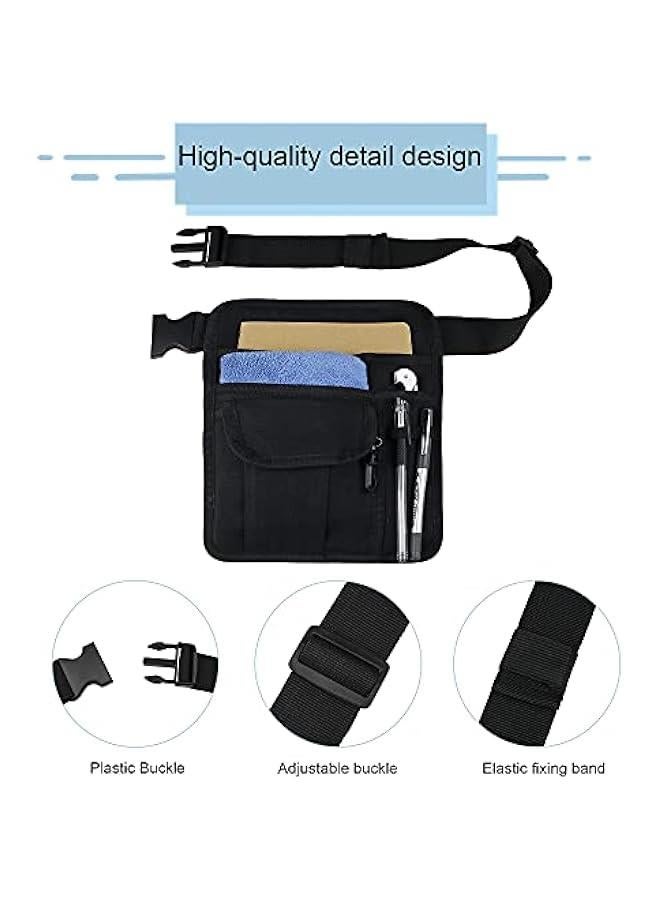 Server Waist Pouch, Restaurant Waitress Accessories Bag with Adjustable Belt, Utility Money Bag Working Serving Apron for Waiter Waitress, Black