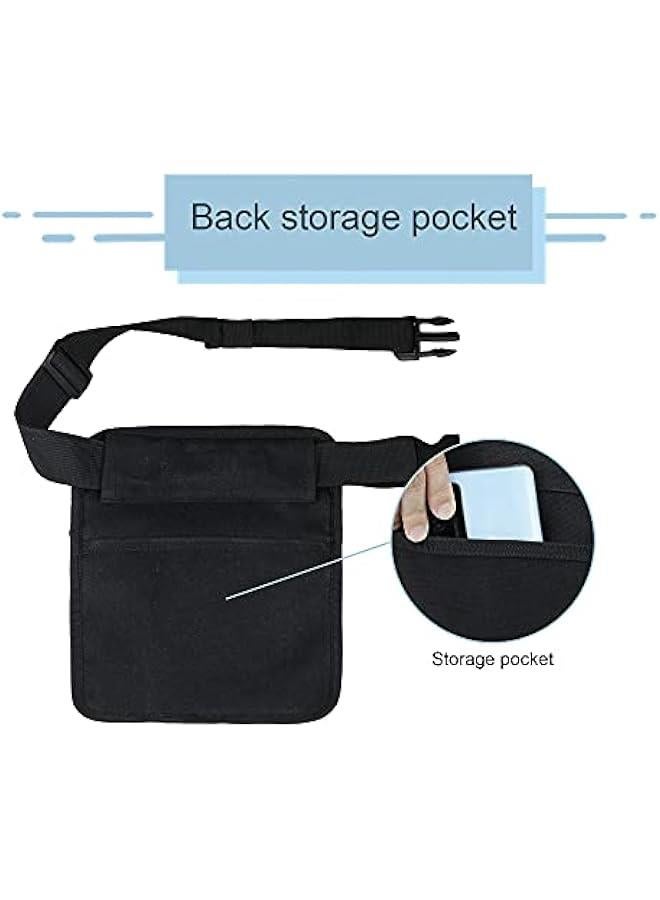 Server Waist Pouch, Restaurant Waitress Accessories Bag with Adjustable Belt, Utility Money Bag Working Serving Apron for Waiter Waitress, Black