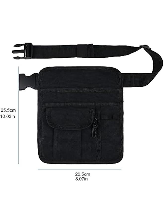 Server Waist Pouch, Restaurant Waitress Accessories Bag with Adjustable Belt, Utility Money Bag Working Serving Apron for Waiter Waitress, Black