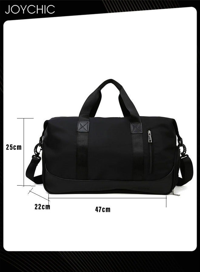 Brief Short Distance Travel Duffel Bag Dry Wet Separated Gym Sports Sack Large Capacity Durable Zipper Shoulder Bag for Yoga Fitness Black