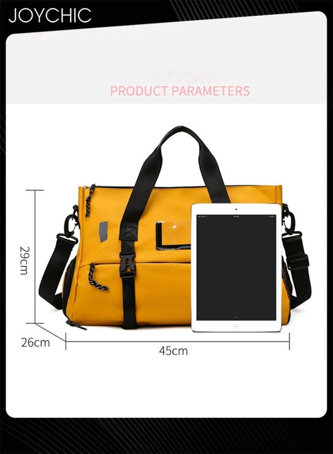 Oxford Waterproof Portable Stitching Yoga Bag Large Capacity Travel Gym Sack Multifunction Luggage bag with Shoes Compartment Yellow for Men Women