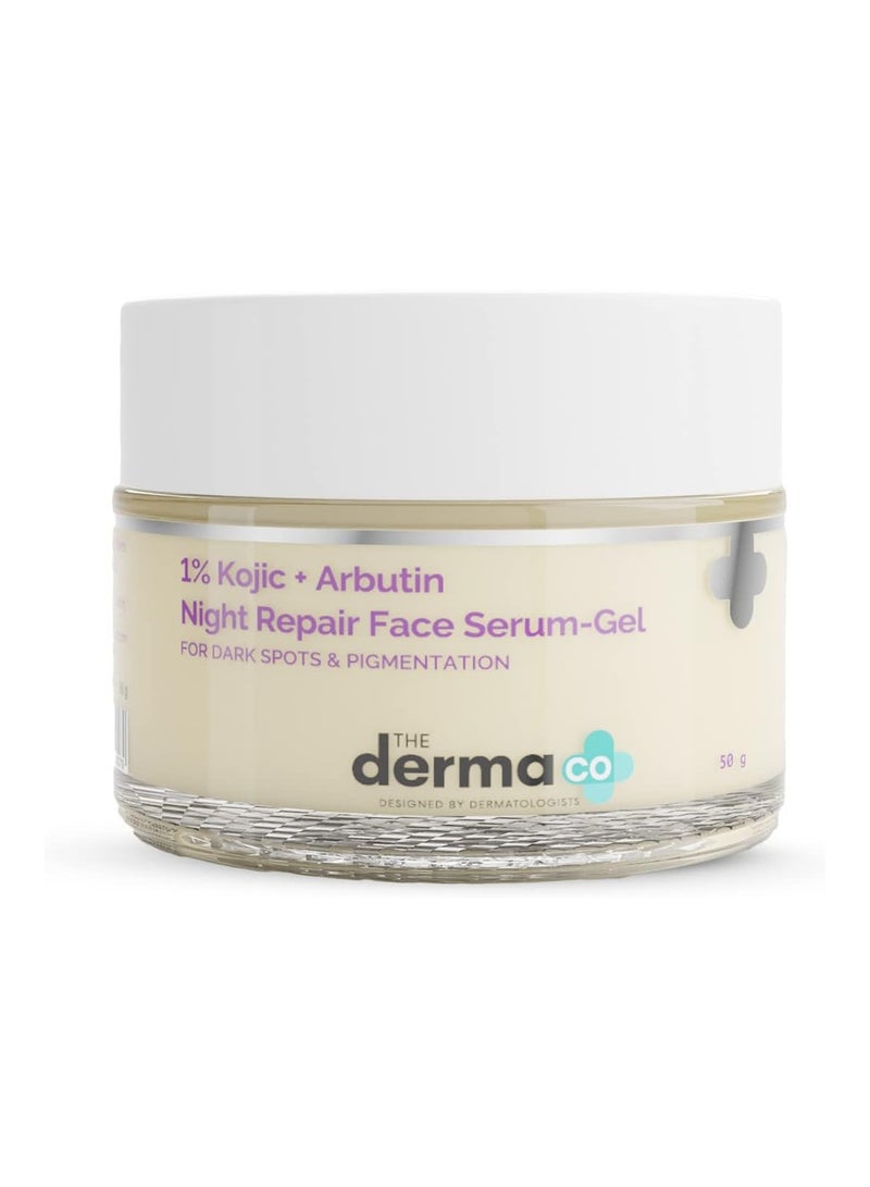 The Derma Co 1% Kojic + Arbutin Night Repair Face Serum-Gel for Dark Spots & Pigmentation - 50g