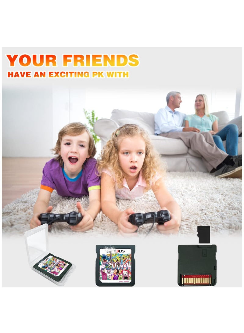 520-in-1 Game Card for DS/2DS/3DS Consoles - Super Combo Cartridge Featuring 520 Classic Nostalgic Games - Ultimate Game Pack for Endless Fun!