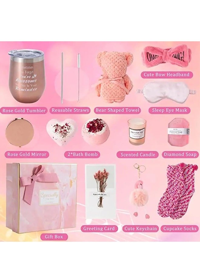 11PC Scented Candles & Bath Bombs Set,Gifts for Women for Birthday Mother's Day Women's Day,Bubble Bath Set Gifts for Women,Relaxing Spa Gift Set for Women (pink-style 1)