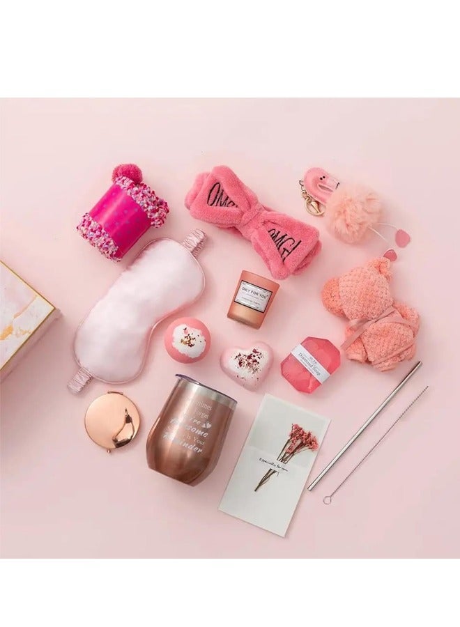 11PC Scented Candles & Bath Bombs Set,Gifts for Women for Birthday Mother's Day Women's Day,Bubble Bath Set Gifts for Women,Relaxing Spa Gift Set for Women (pink-style 1)