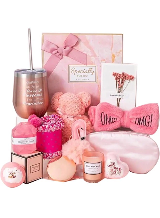 11PC Scented Candles & Bath Bombs Set,Gifts for Women for Birthday Mother's Day Women's Day,Bubble Bath Set Gifts for Women,Relaxing Spa Gift Set for Women (pink-style 1)