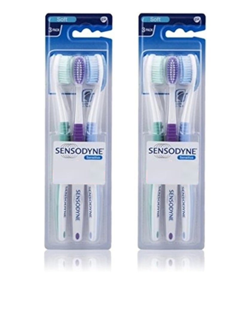 Sensodyne Sensitive Toothbrush Soft Sensitive Teeth, 3 Count (Pack of 2)