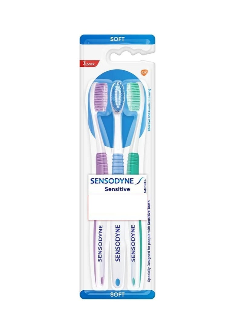 Sensodyne Sensitive Toothbrush Soft Sensitive Teeth, 3 Count (Pack of 2)