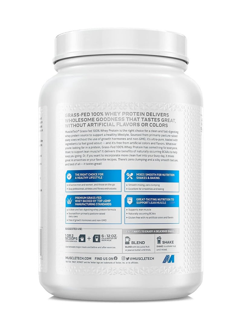 Grass Fed Whey Protein Powder Non-GMO, Gluten Free 20g Protein + 4.3g BCAA  Deluxe Vanilla, 1.8 lbs