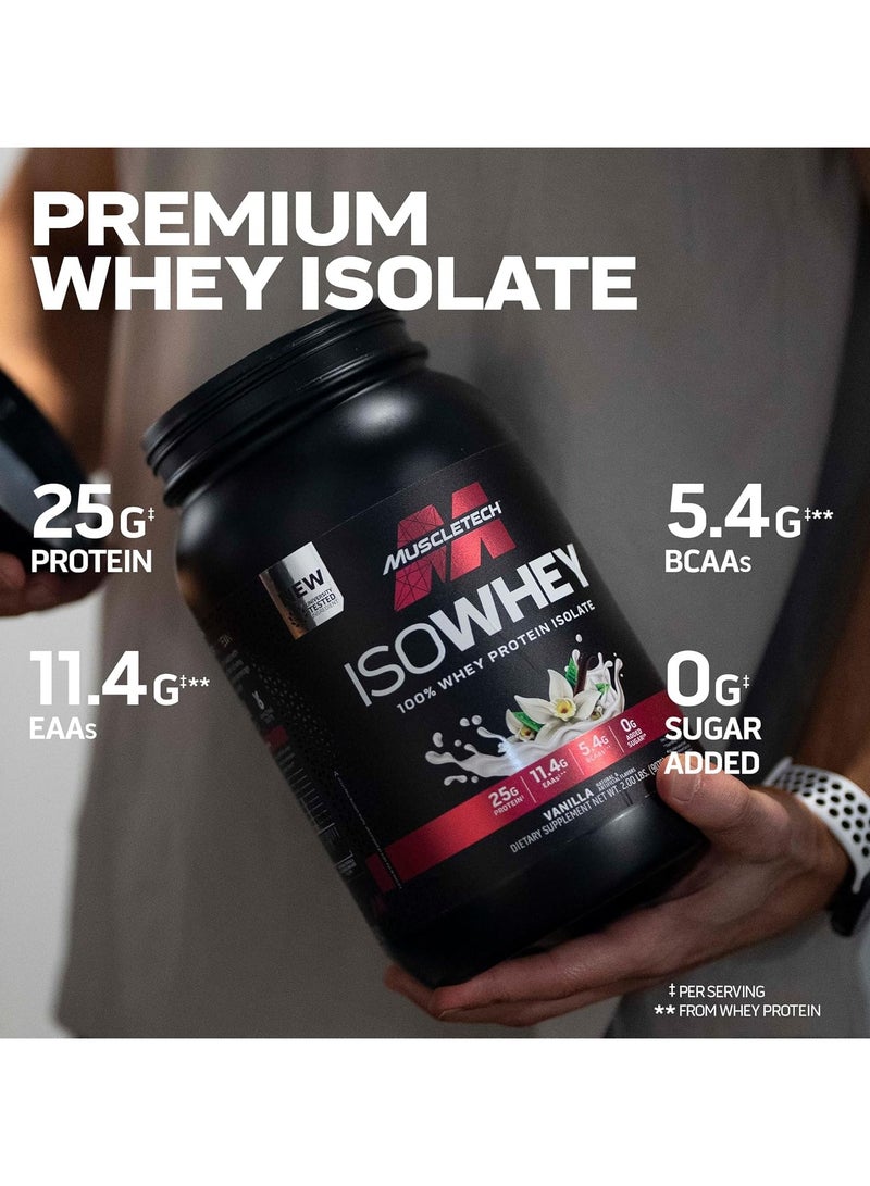 MuscleTech IsoWhey 100% Whey Protein Isolate Dietary Supplement, 2 lbs (907 g) in Vanilla Flavor