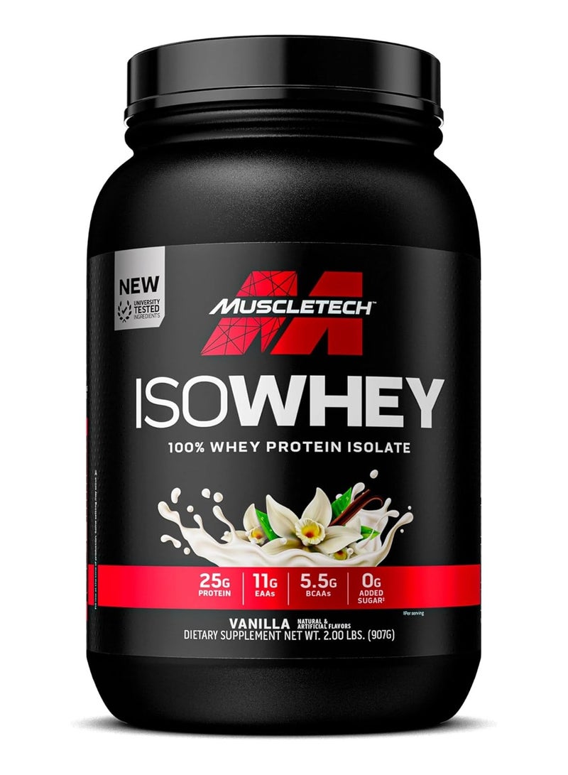 MuscleTech IsoWhey 100% Whey Protein Isolate Dietary Supplement, 2 lbs (907 g) in Vanilla Flavor