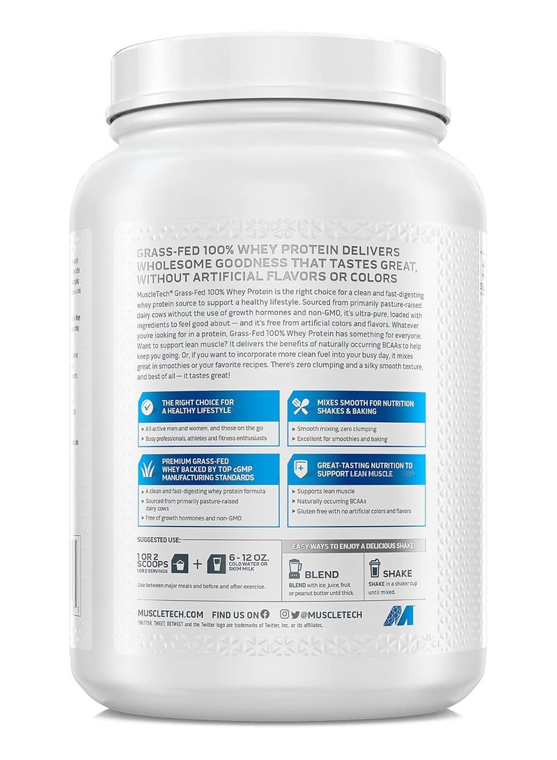 Grass Fed Whey Protein Powder Non-gmo, Gluten Free 20g Protein + 4.3g Bcaa Triple Chocolate, 1.8 Lbs