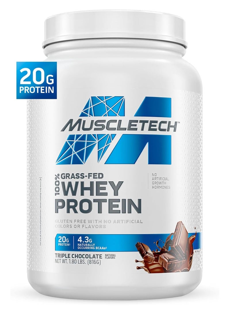 Grass Fed Whey Protein Powder Non-gmo, Gluten Free 20g Protein + 4.3g Bcaa Triple Chocolate, 1.8 Lbs