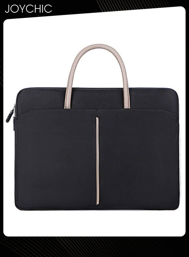 Simple Leisure Laptop Bag Case Waterproof Computer Sleeve Messenger Bag Expandable Business Briefcase for Men Women Compatible with 13/13.3 Inch Black